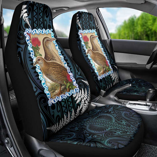 New Zealand Weka Car Seat Cover Maori Hen Koru Pattern - Aussie Hoodie