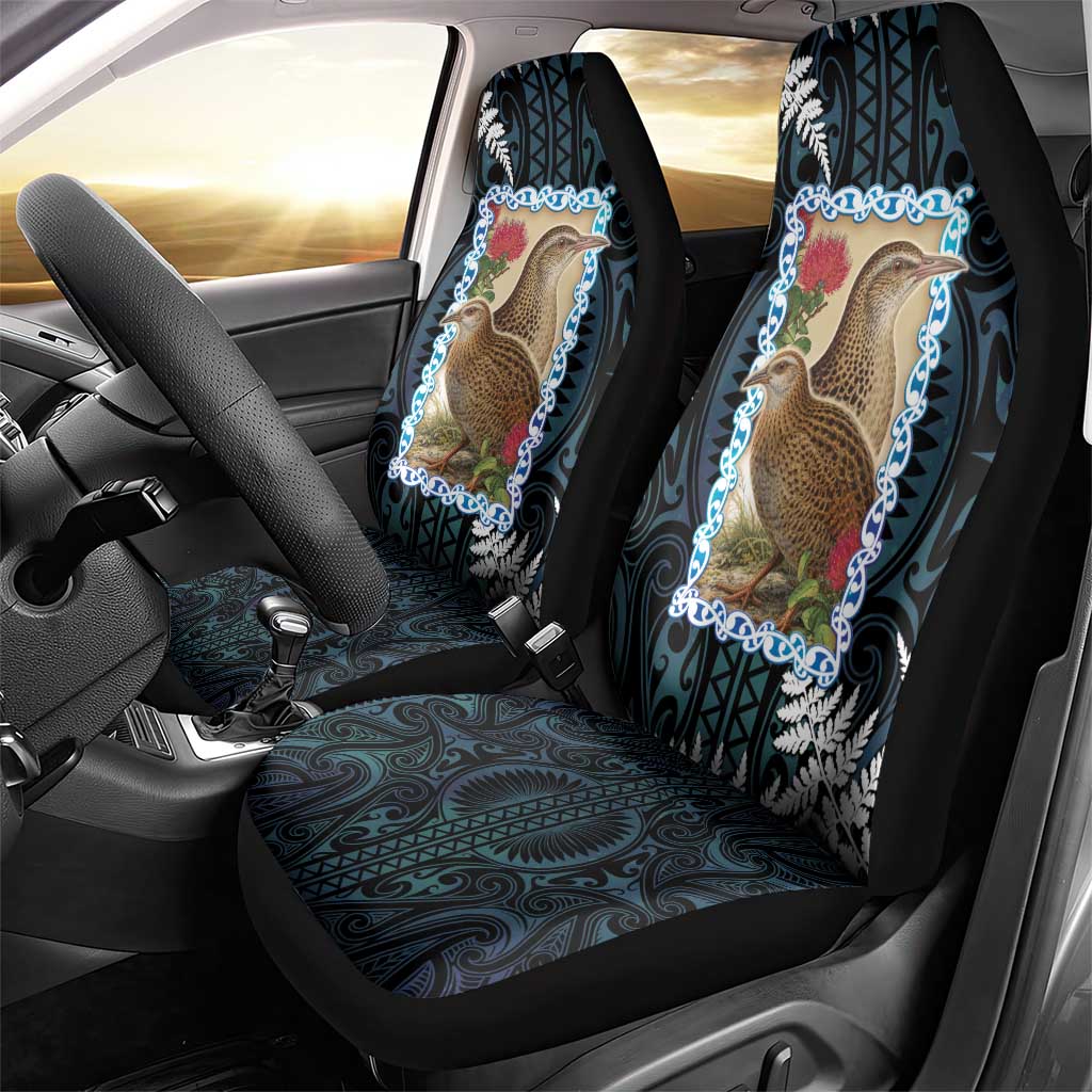 New Zealand Weka Car Seat Cover Maori Hen Koru Pattern - Aussie Hoodie