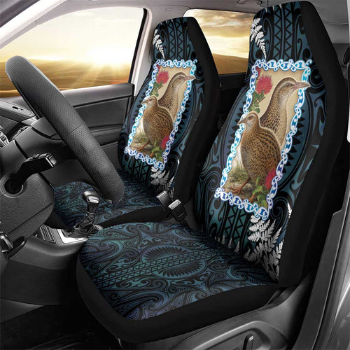 New Zealand Weka Car Seat Cover Maori Hen Koru Pattern - Aussie Hoodie