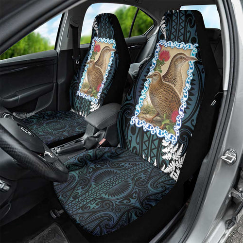 New Zealand Weka Car Seat Cover Maori Hen Koru Pattern - Aussie Hoodie