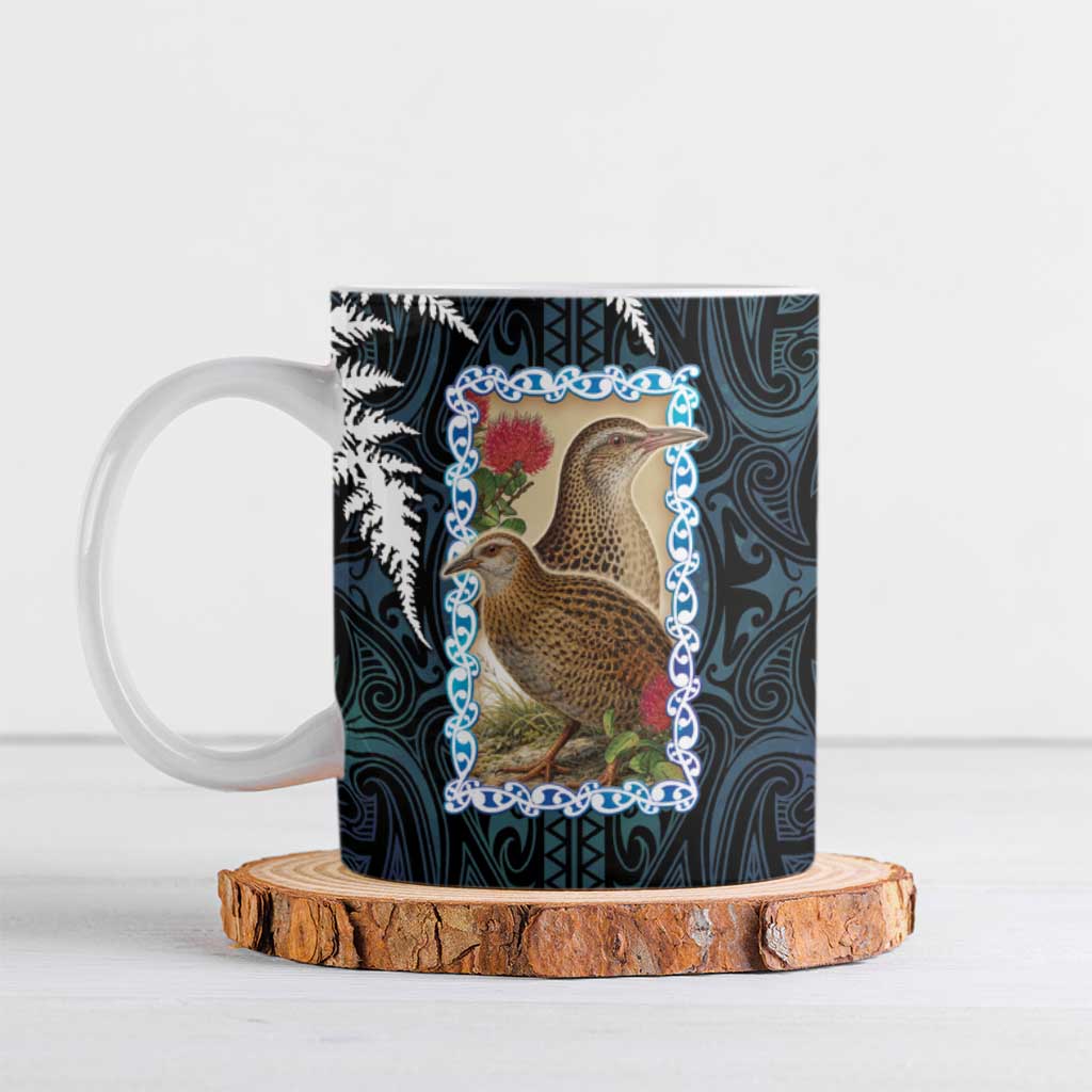 New Zealand Weka Ceramic Mug Maori Hen Koru Pattern - Aussie Hoodie