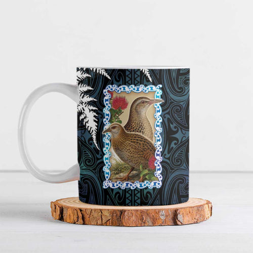 New Zealand Weka Ceramic Mug Maori Hen Koru Pattern - Aussie Hoodie