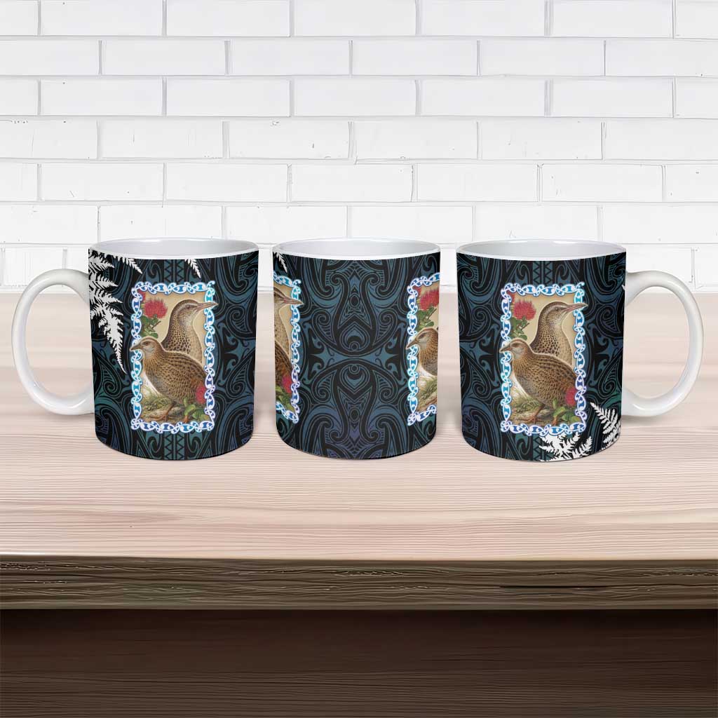 New Zealand Weka Ceramic Mug Maori Hen Koru Pattern - Aussie Hoodie