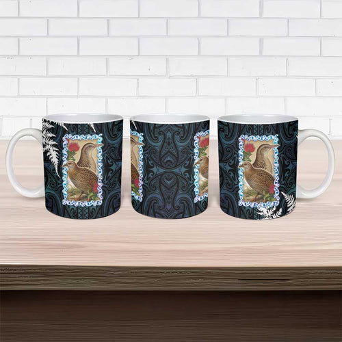 New Zealand Weka Ceramic Mug Maori Hen Koru Pattern - Aussie Hoodie