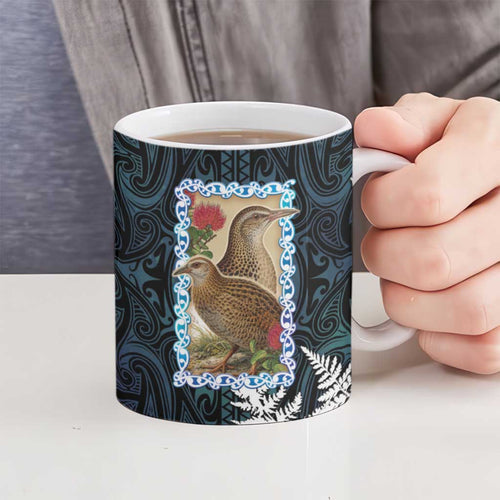 New Zealand Weka Ceramic Mug Maori Hen Koru Pattern - Aussie Hoodie