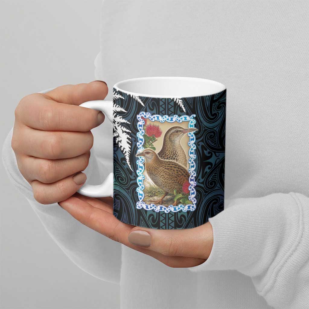 New Zealand Weka Ceramic Mug Maori Hen Koru Pattern - Aussie Hoodie