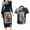 New Zealand Weka Couples Matching Long Sleeve Bodycon Dress and Hawaiian Shirt Maori Hen Koru Pattern - Aussie Hoodie