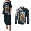 New Zealand Weka Couples Matching Puletasi and Long Sleeve Button Shirt Maori Hen Koru Pattern - Aussie Hoodie