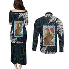 New Zealand Weka Couples Matching Puletasi and Long Sleeve Button Shirt Maori Hen Koru Pattern - Aussie Hoodie