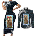 New Zealand Weka Couples Matching Short Sleeve Bodycon Dress and Long Sleeve Button Shirt Maori Hen Koru Pattern - Aussie Hoodie