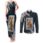 New Zealand Weka Couples Matching Tank Maxi Dress and Long Sleeve Button Shirt Maori Hen Koru Pattern - Aussie Hoodie