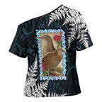 New Zealand Weka Cross Shoulder Shirt Maori Hen Koru Pattern - Aussie Hoodie