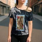 New Zealand Weka Cross Shoulder Shirt Maori Hen Koru Pattern - Aussie Hoodie