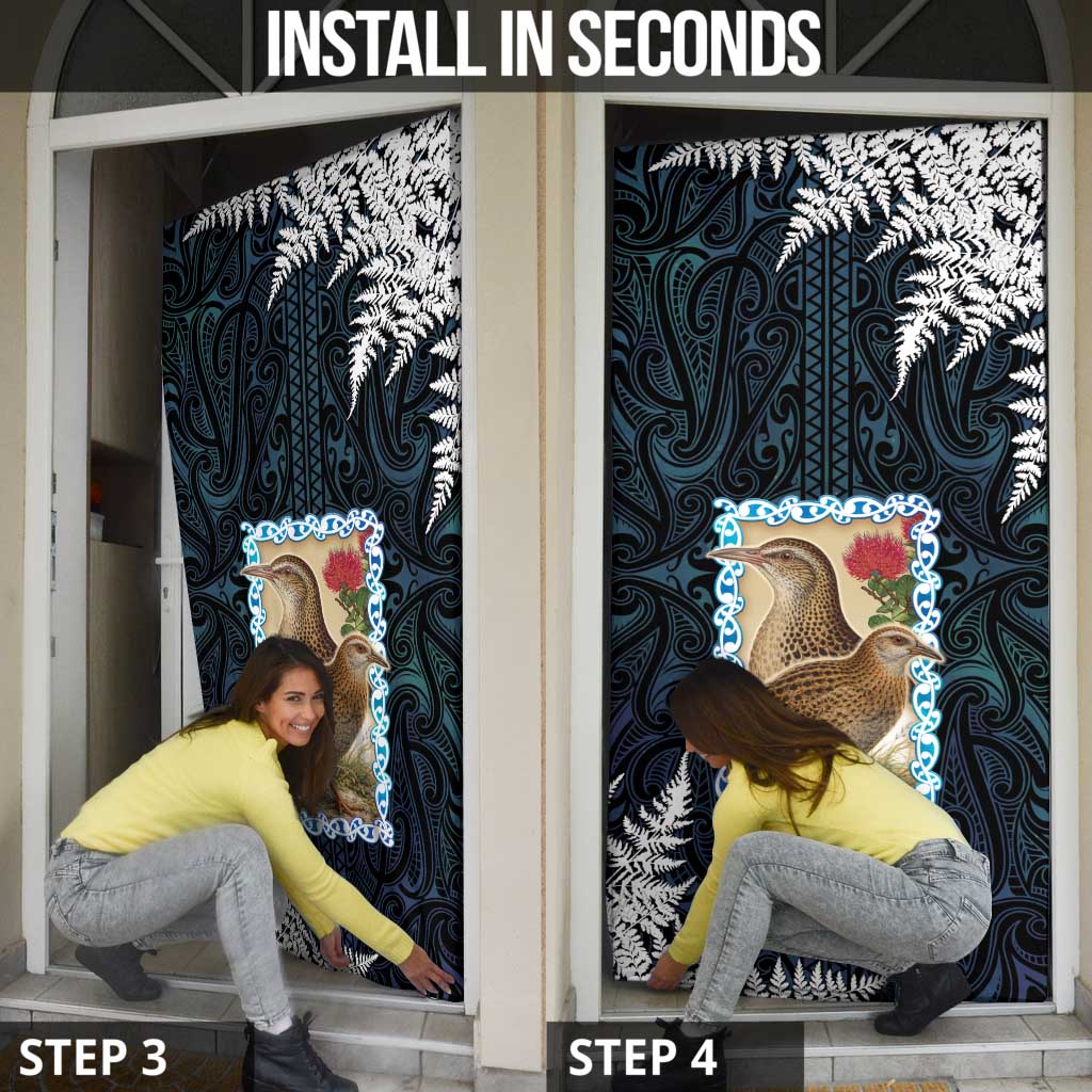 New Zealand Weka Door Cover Maori Hen Koru Pattern - Aussie Hoodie