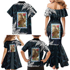 New Zealand Weka Family Matching Mermaid Dress and Hawaiian Shirt Maori Hen Koru Pattern