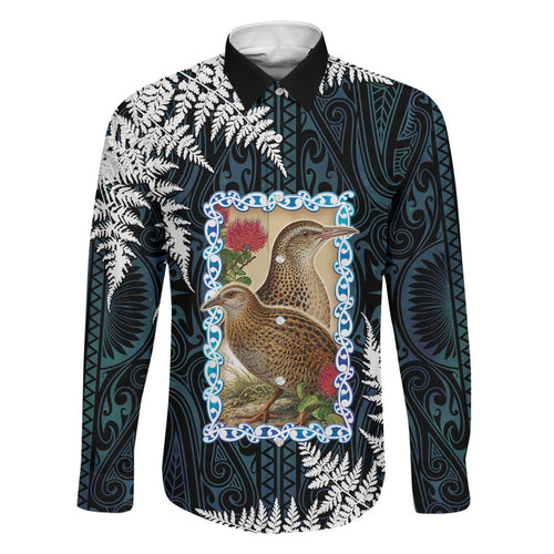 New Zealand Weka Family Matching Mermaid Dress and Hawaiian Shirt Maori Hen Koru Pattern