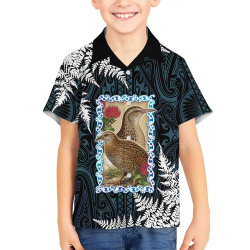 New Zealand Weka Family Matching Mermaid Dress and Hawaiian Shirt Maori Hen Koru Pattern