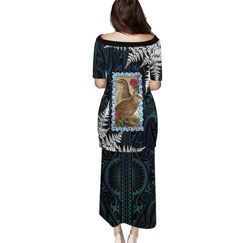 New Zealand Weka Family Matching Puletasi and Hawaiian Shirt Maori Hen Koru Pattern