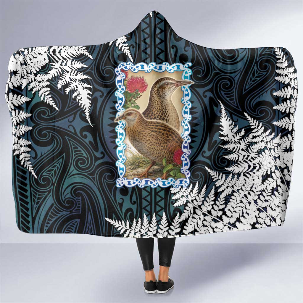 New Zealand Weka Hooded Blanket Maori Hen Koru Pattern - Aussie Hoodie