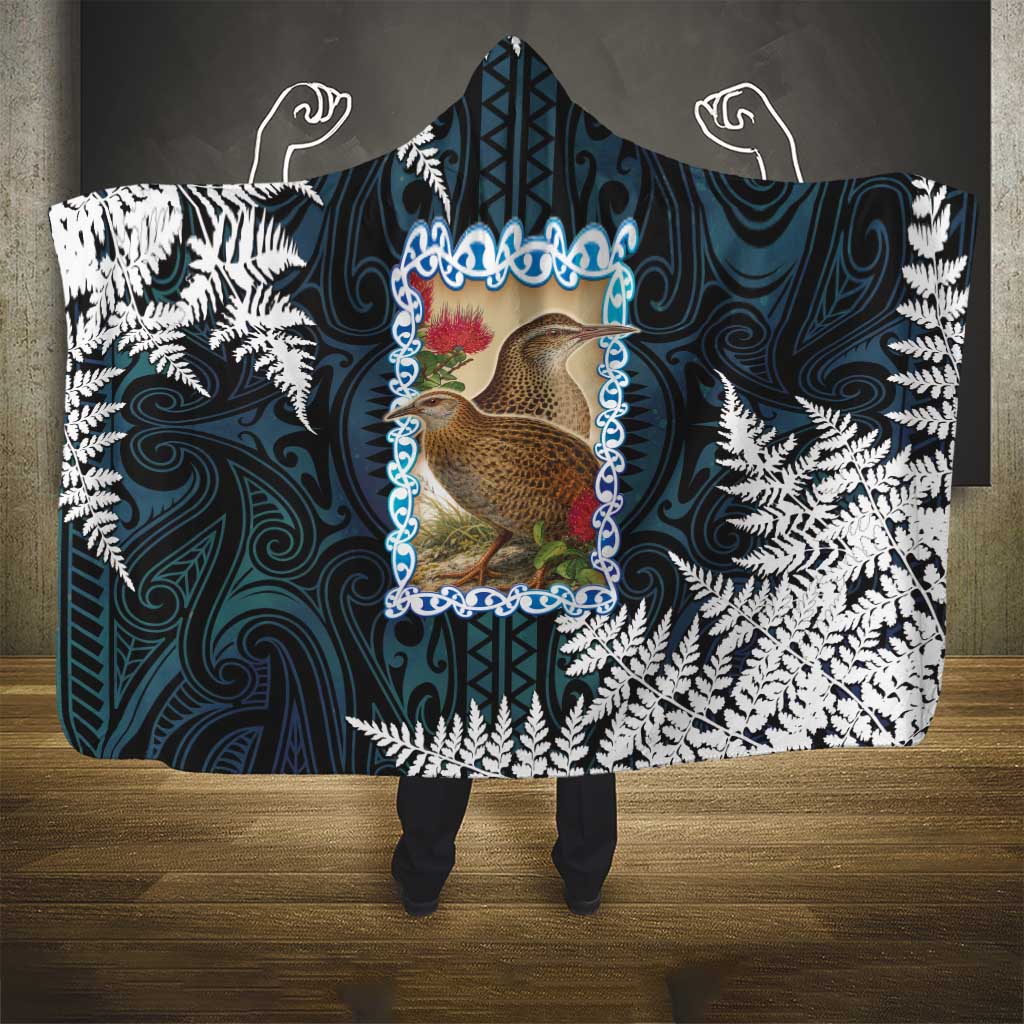 New Zealand Weka Hooded Blanket Maori Hen Koru Pattern - Aussie Hoodie