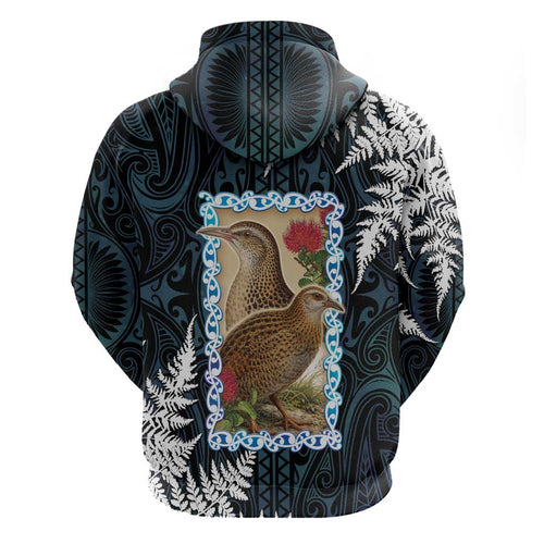 New Zealand Weka Hoodie Maori Hen Koru Pattern - Aussie Hoodie