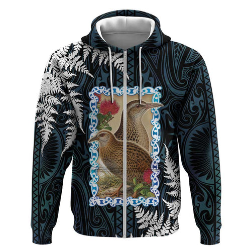 New Zealand Weka Hoodie Maori Hen Koru Pattern - Aussie Hoodie