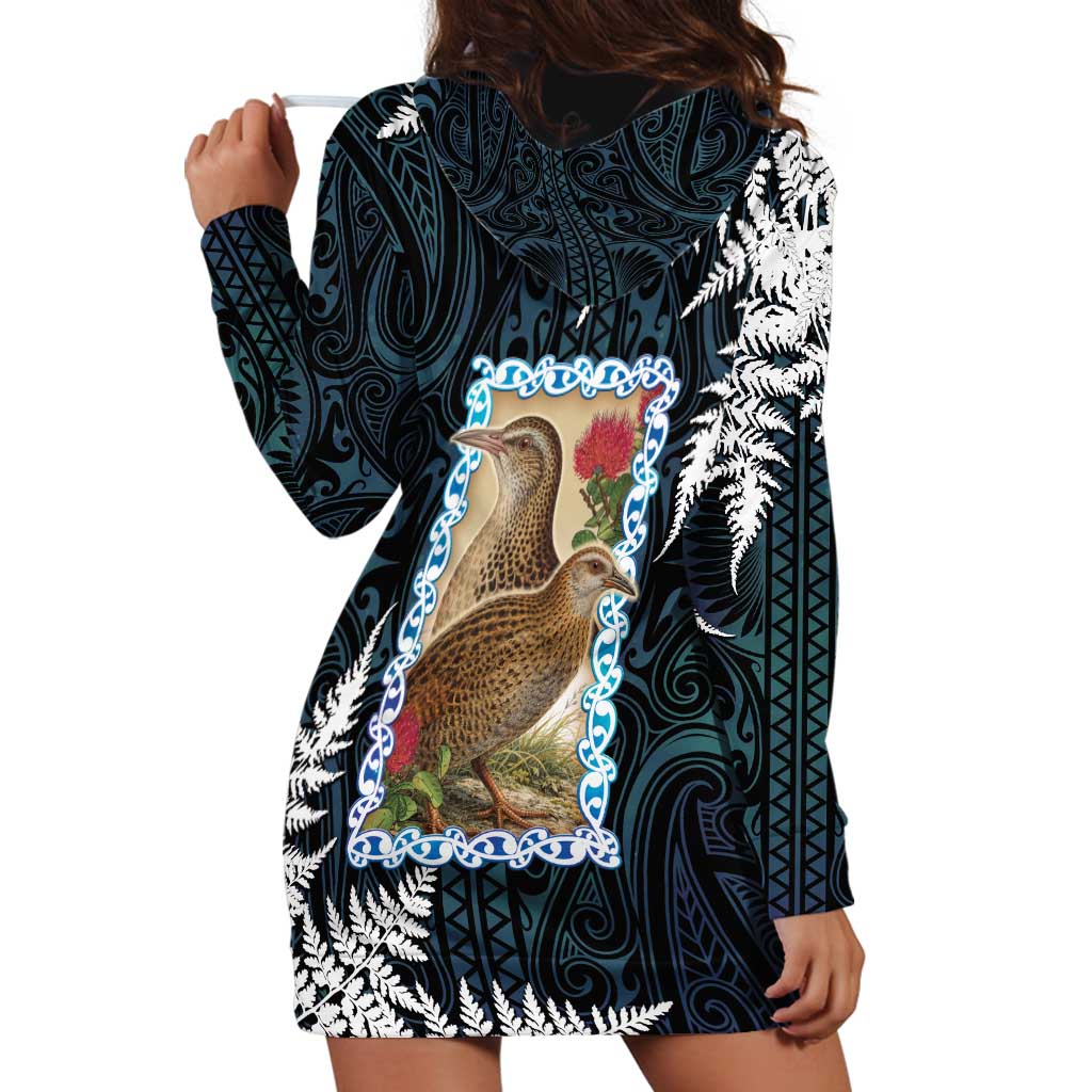 New Zealand Weka Hoodie Dress Maori Hen Koru Pattern - Aussie Hoodie