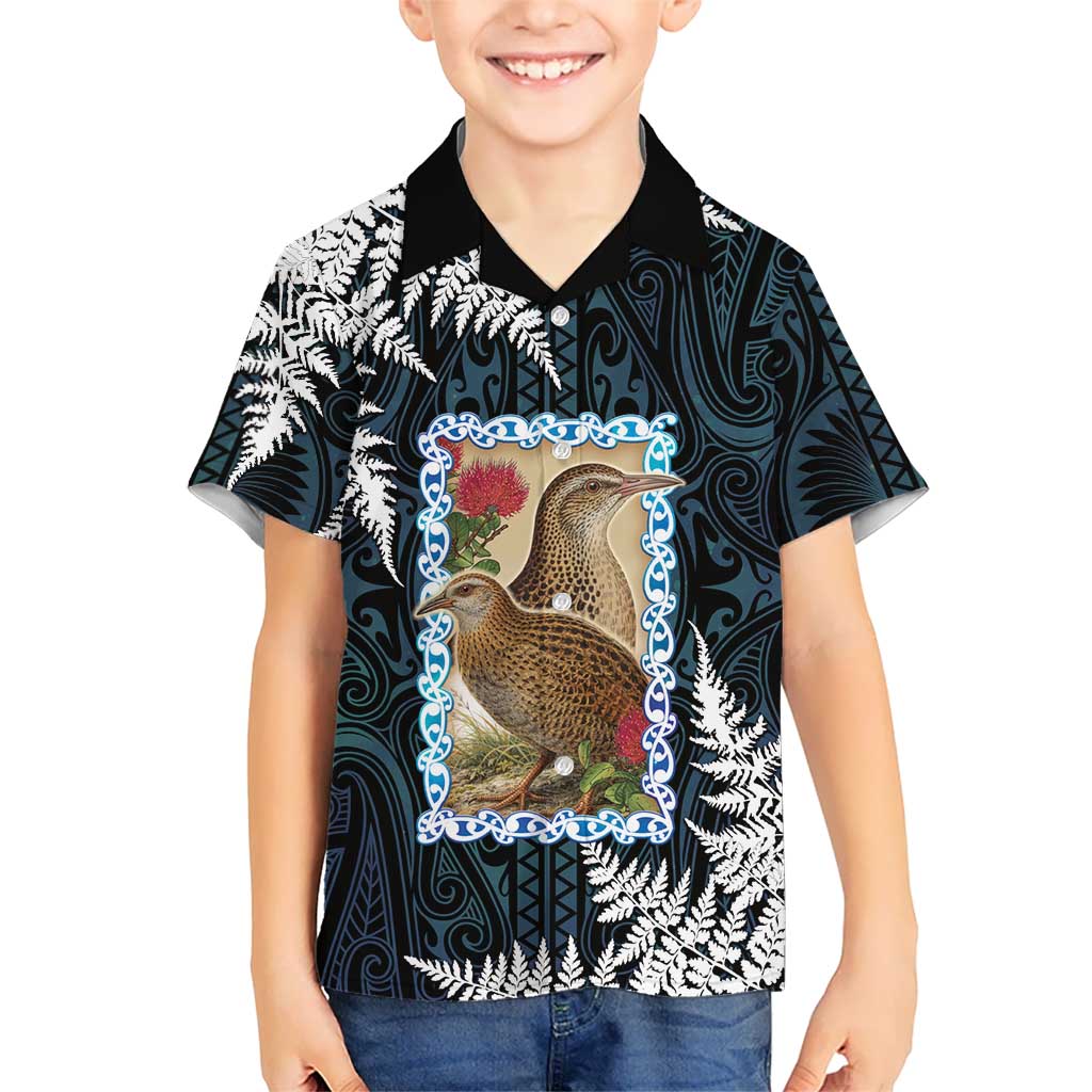 New Zealand Weka Kid Hawaiian Shirt Maori Hen Koru Pattern - Aussie Hoodie