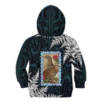 New Zealand Weka Kid Hoodie Maori Hen Koru Pattern - Aussie Hoodie