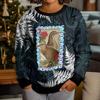 New Zealand Weka Kid Ugly Christmas Sweater Maori Hen Koru Pattern