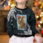 New Zealand Weka Kid Ugly Christmas Sweater Maori Hen Koru Pattern