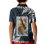 New Zealand Weka Kid Polo Shirt Maori Hen Koru Pattern - Aussie Hoodie