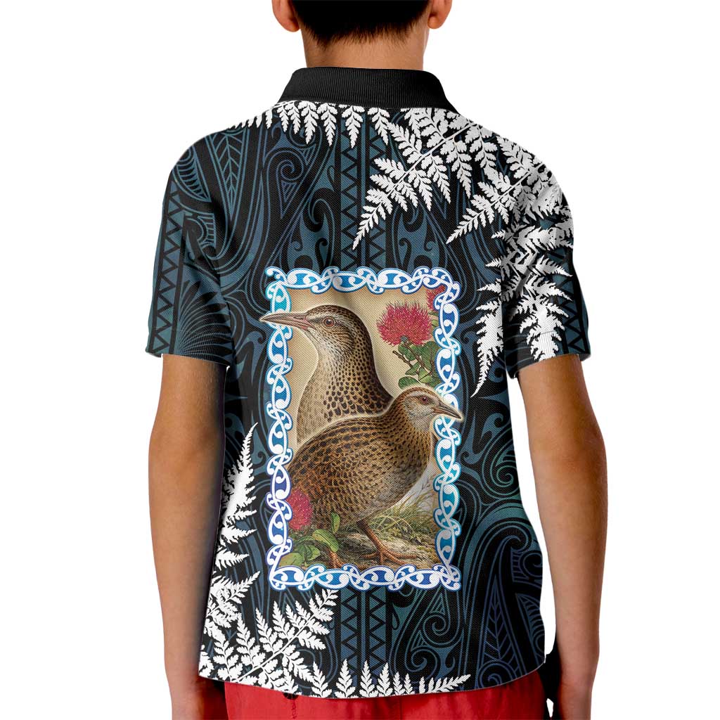 New Zealand Weka Kid Polo Shirt Maori Hen Koru Pattern - Aussie Hoodie