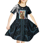 New Zealand Weka Kid Short Sleeve Dress Maori Hen Koru Pattern - Aussie Hoodie