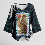 New Zealand Weka Kimono Sleeve Blouse Maori Hen Koru Pattern - Aussie Hoodie