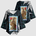 New Zealand Weka Kimono Sleeve Blouse Maori Hen Koru Pattern - Aussie Hoodie