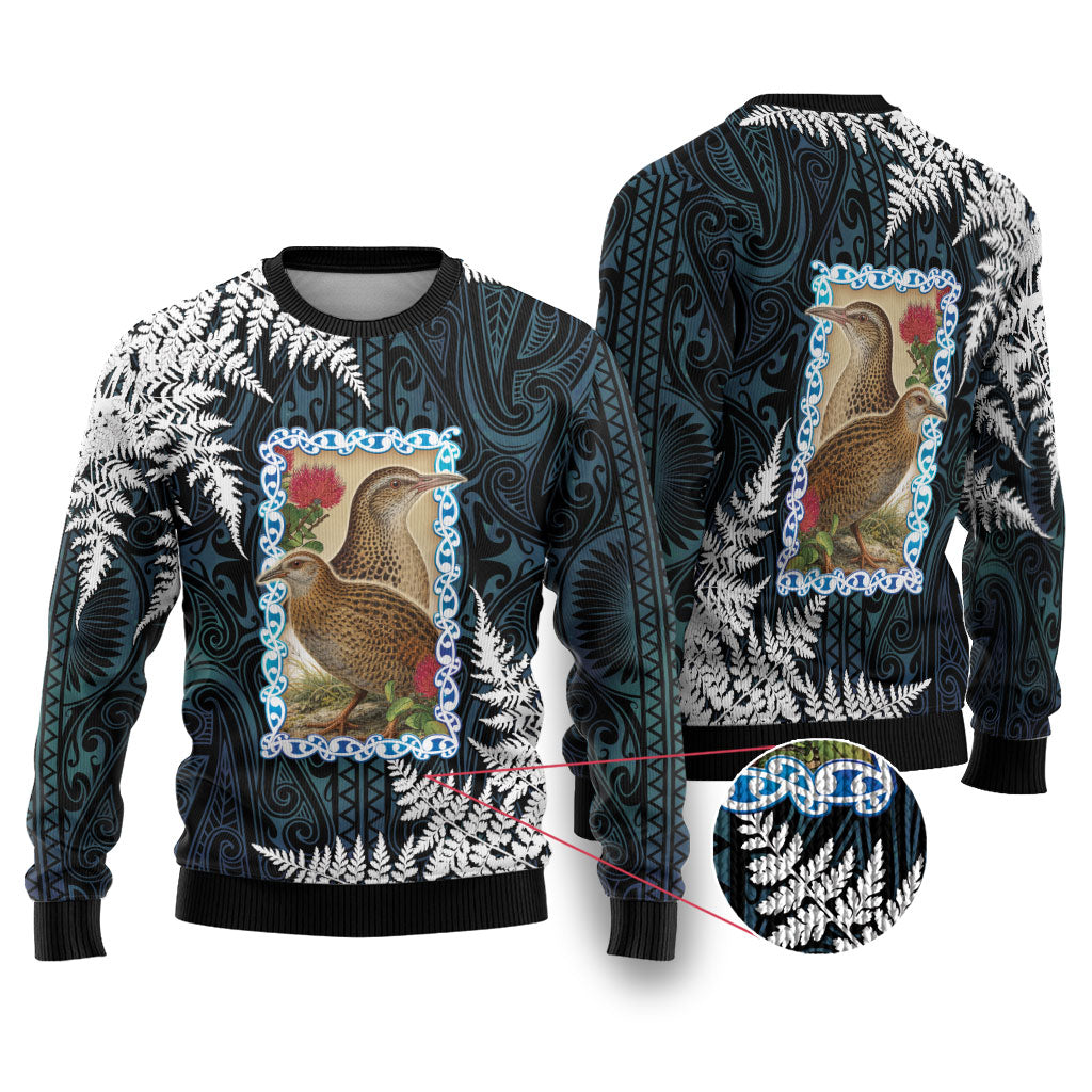 New Zealand Weka Ugly Christmas Sweater Maori Hen Koru Pattern