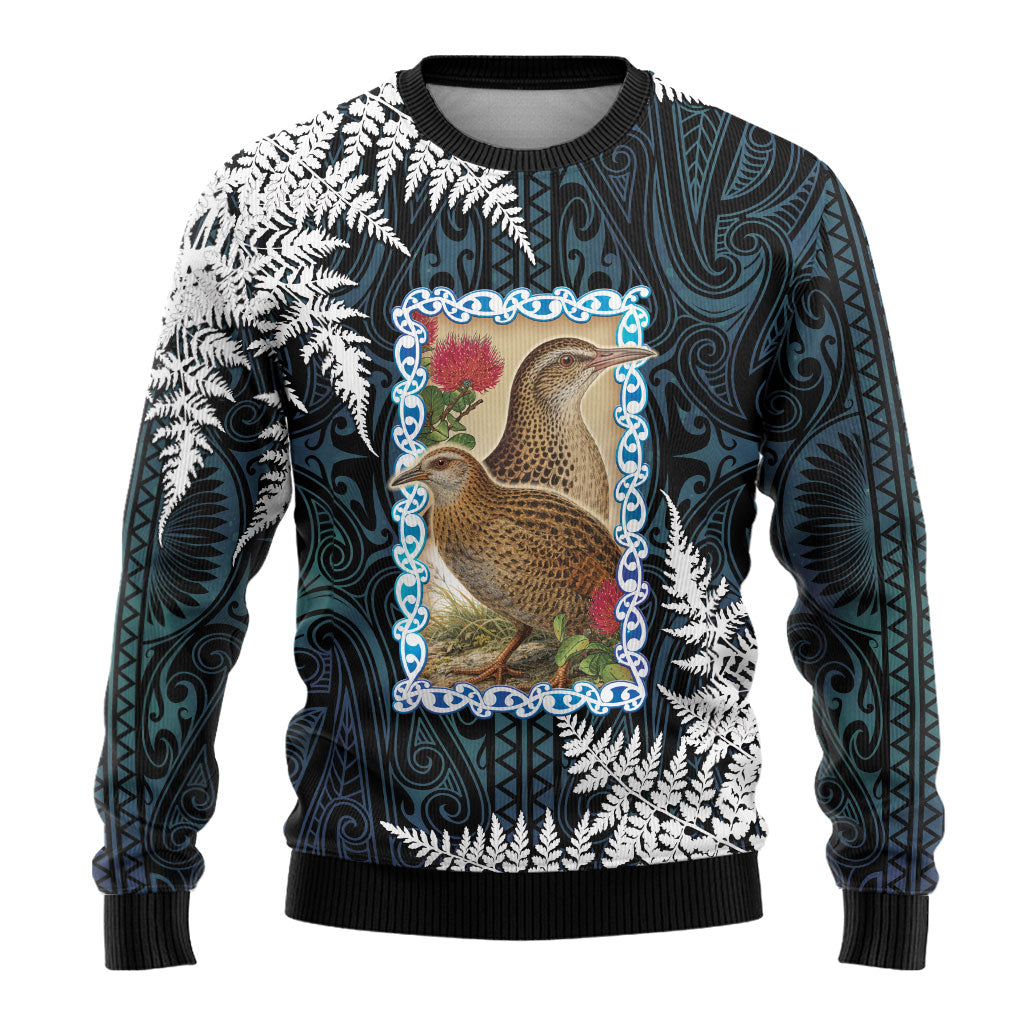 New Zealand Weka Ugly Christmas Sweater Maori Hen Koru Pattern
