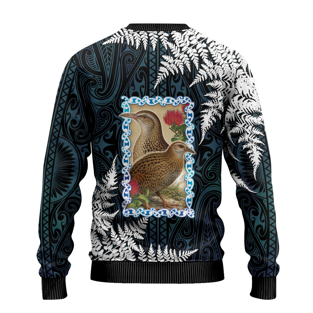 New Zealand Weka Ugly Christmas Sweater Maori Hen Koru Pattern
