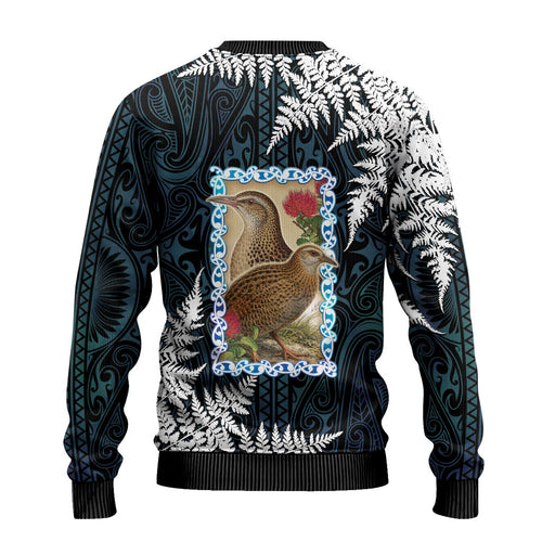 New Zealand Weka Ugly Christmas Sweater Maori Hen Koru Pattern