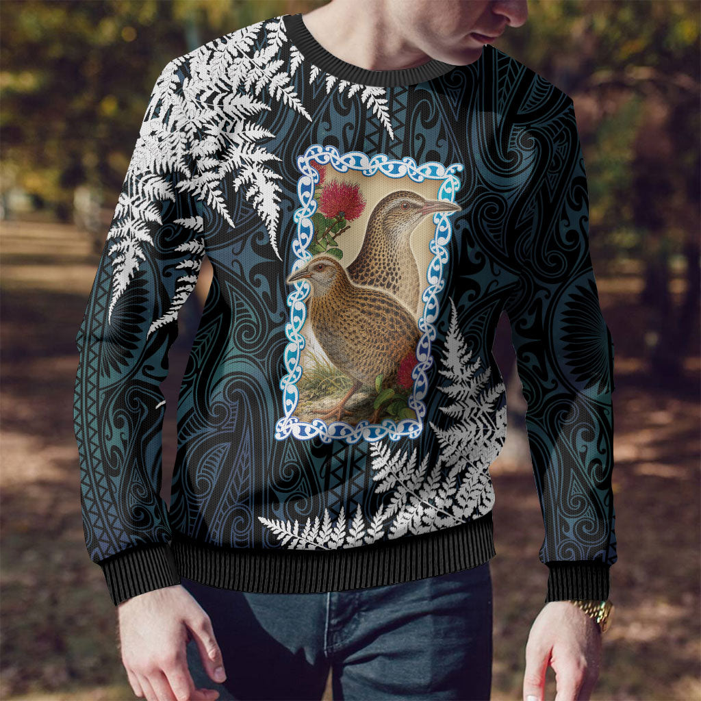 New Zealand Weka Ugly Christmas Sweater Maori Hen Koru Pattern