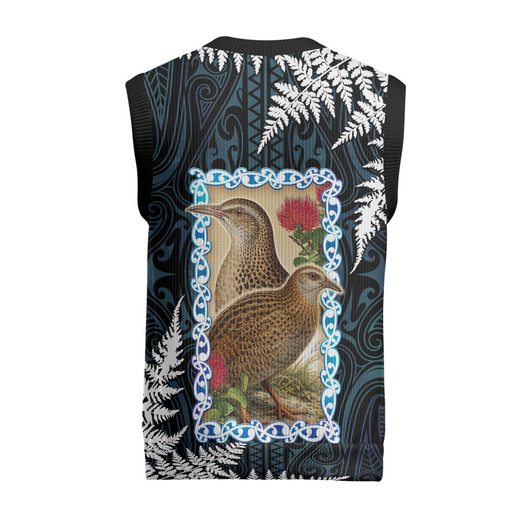 New Zealand Weka Christmas Knitted V-Neck Vest Maori Hen Koru Pattern