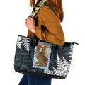 New Zealand Weka Leather Tote Bag Maori Hen Koru Pattern - Aussie Hoodie