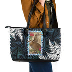 New Zealand Weka Leather Tote Bag Maori Hen Koru Pattern - Aussie Hoodie