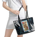 New Zealand Weka Leather Tote Bag Maori Hen Koru Pattern - Aussie Hoodie