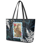 New Zealand Weka Leather Tote Bag Maori Hen Koru Pattern - Aussie Hoodie