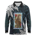 New Zealand Weka Long Sleeve Polo Shirt Maori Hen Koru Pattern - Aussie Hoodie