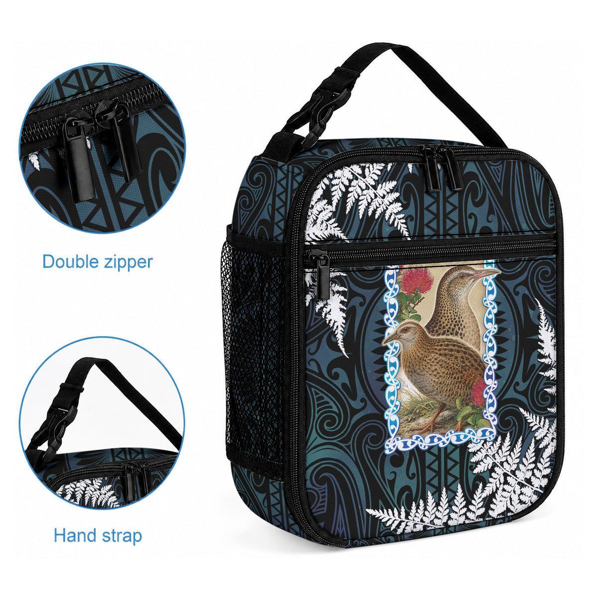 New Zealand Weka Lunch Bag Maori Hen Koru Pattern