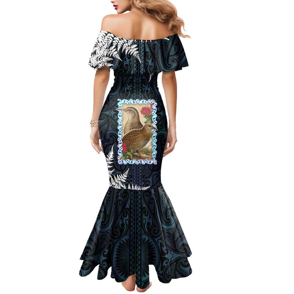 New Zealand Weka Mermaid Dress Maori Hen Koru Pattern - Aussie Hoodie
