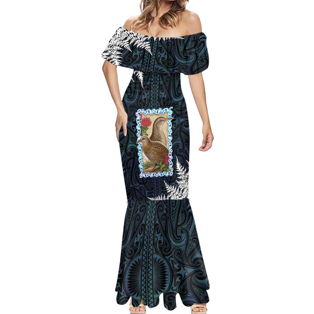 New Zealand Weka Mermaid Dress Maori Hen Koru Pattern - Aussie Hoodie
